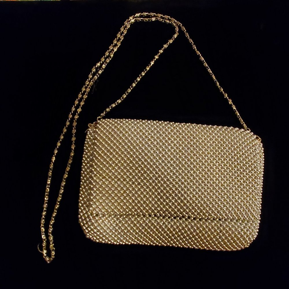 Vintage Evening bag with silver metallic beads